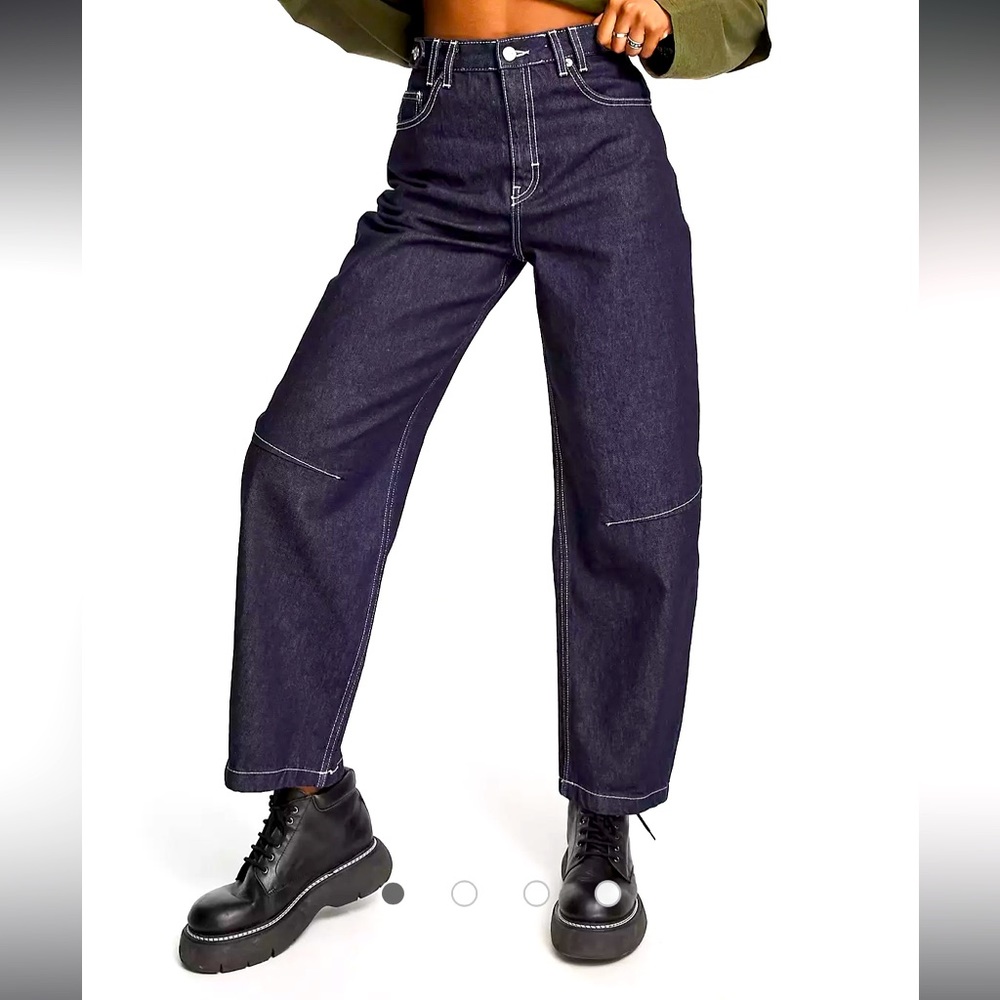 Top shop raw indigo barrel leg jeans size 28